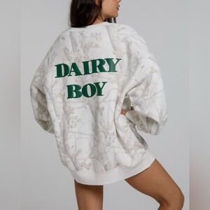 Dairy Boy: Woodland Camo Crewneck- Green Logo